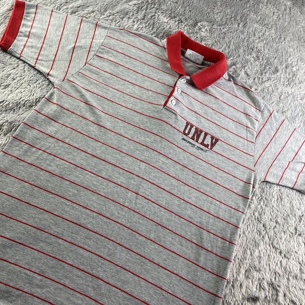Vintage UNLV Runnin Rebels Polo Shirt Mens Extra Large Gray Red USA Made 90s